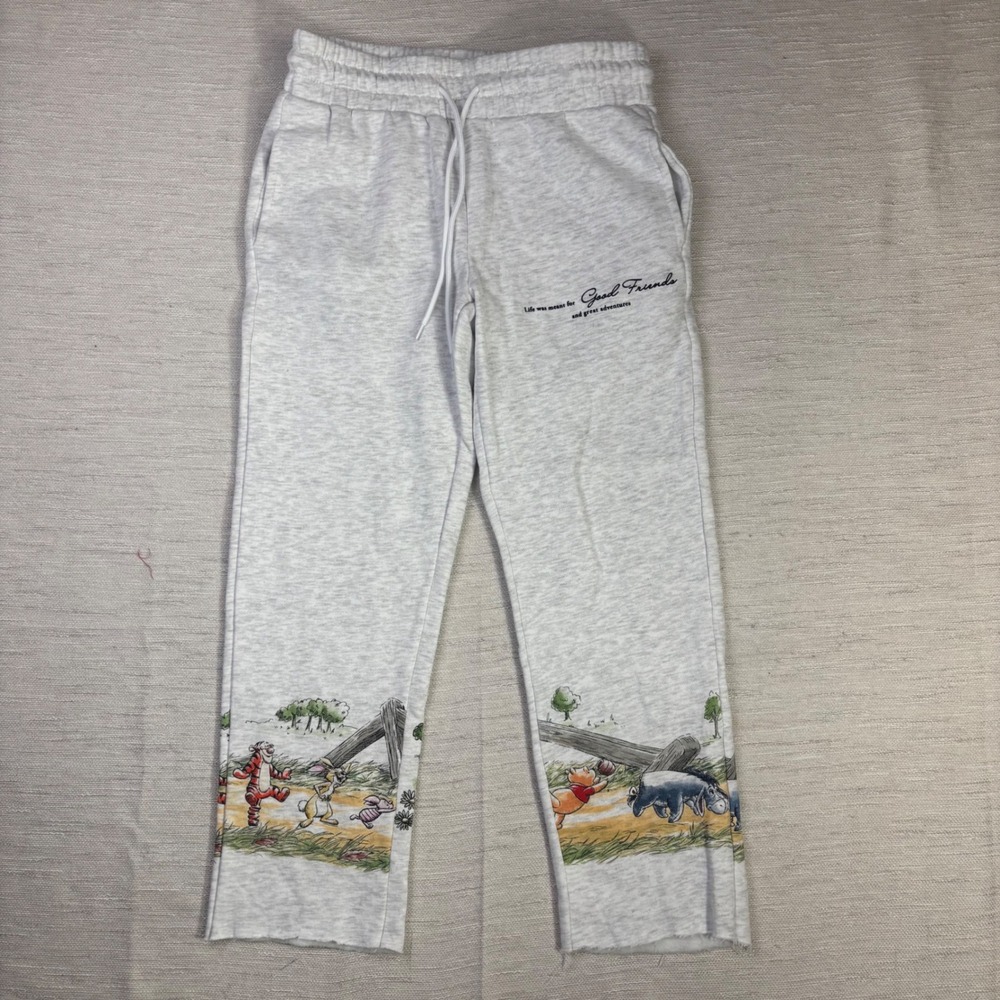 Disney Winnie the Pooh Friends Gray Graphic Jogger Sweatpants Women XS